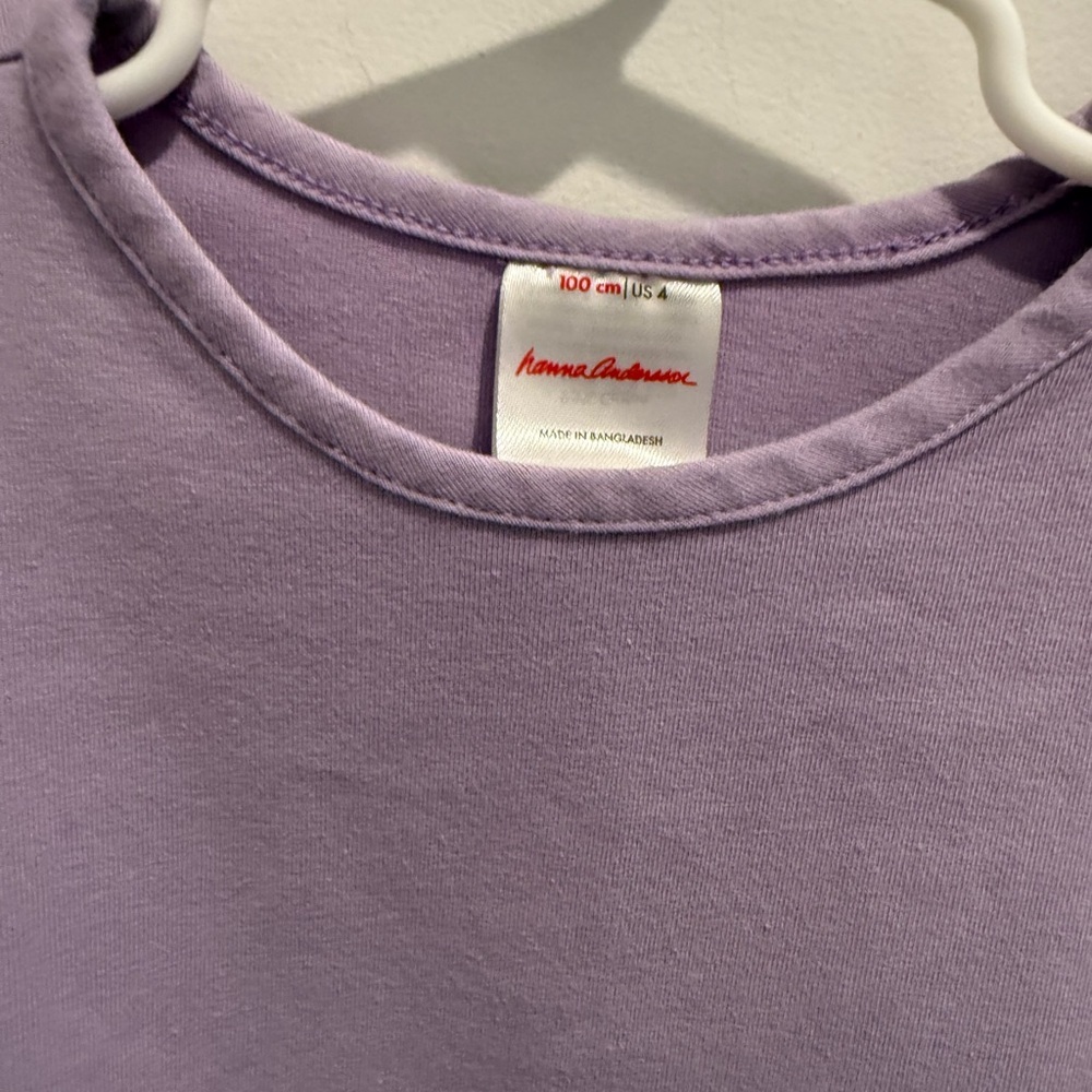 Hanna Andersson Lilac Bubble Sleeve Swing Spring Cotton Jersey Dress w pockets 4 - Picture 5 of 5
